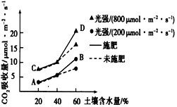 為探究影響光合作用強度的因素,將同一品種玉米苗置于25 條件下培養,實驗結果如圖所示 下列分析不正確的是 a.與d點相比,a點條件下限制光合作用強度的因 素是土壤水分含量